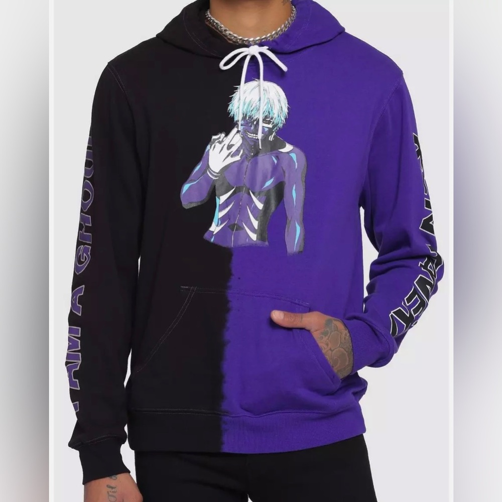 🛑LAST CHANCE🛑 Tokyo Ghoul Kaneki Ken Split Dye SweatShirt Hoodie Black Anime
